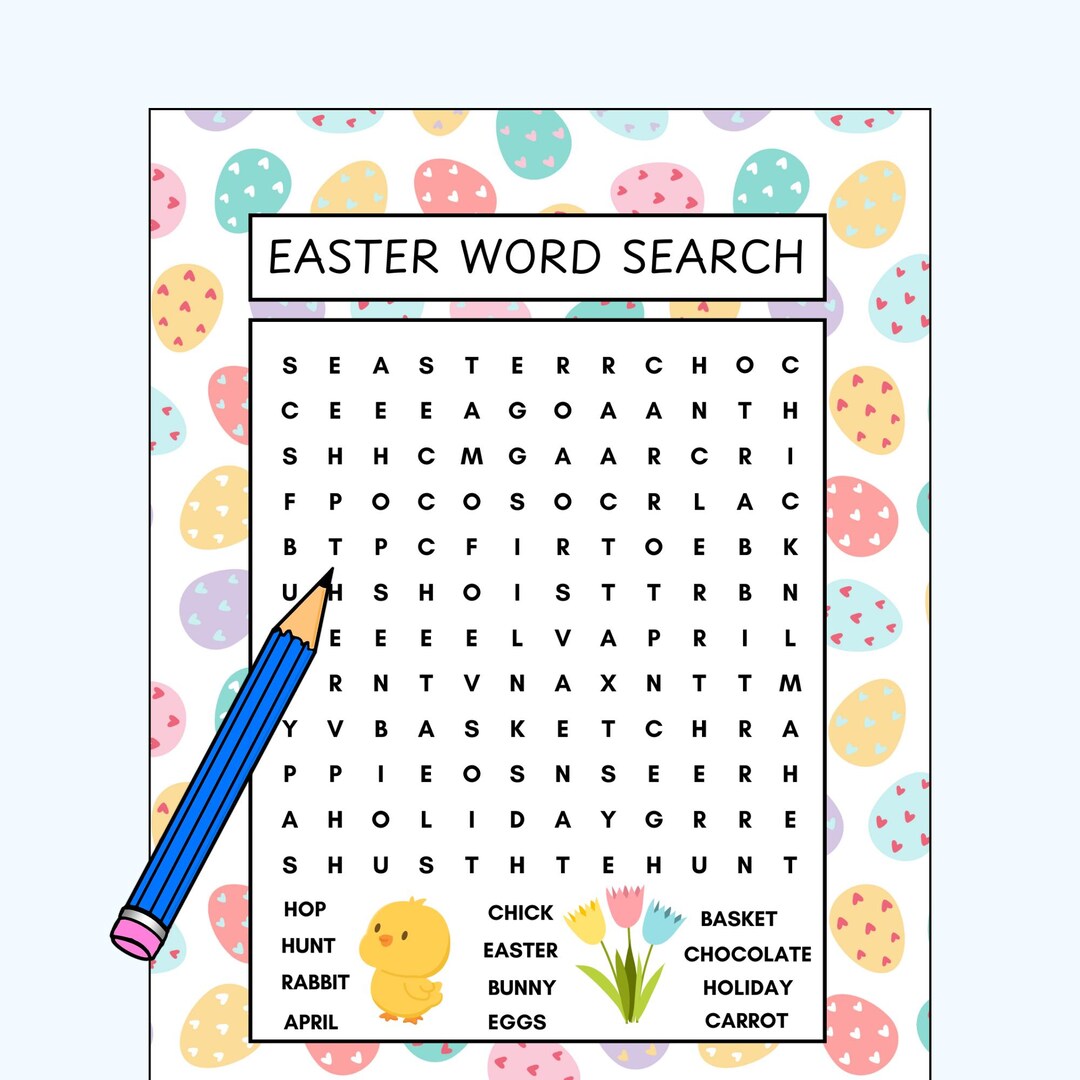 Printable Easter Word Search – Kids Activity Worksheet (PDF) - Etsy