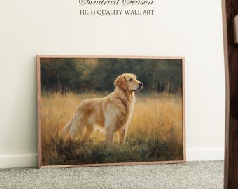 犬好きの方へのゴールデンレトリバーアートギフト 自然の中の犬アート
