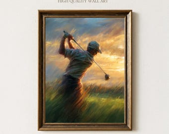 ゴルファーアートプリント カラフルなゴルフ絵画 ゴルフプレーヤー