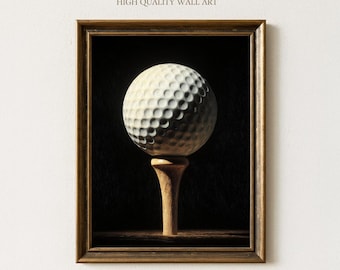 Vintage Golf Ball Art Print, Classic Sports Wall Decor, Rustic Golfer Poster, Golf Lover Gift, Man Cave Artwork, Sports Bar or Home Office