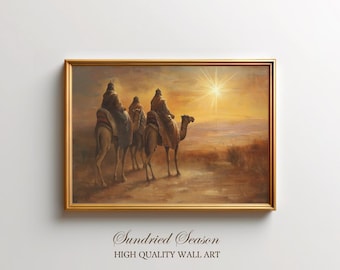 東方三博士の旅：ステンドグラス風のキリスト降誕 - デジタル