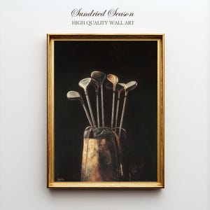 Vintage Golf Clubs Wall Art, Classic Golf Bag Art, Rustic Sports Decor, Golf Lover Gift, Elegant Golfer Wall Print, Retro Golf Aesthetic image 6