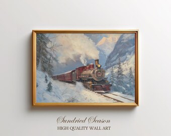 希少品！70sアメリカアンティーク1970年汽車の鉄製壁掛け　USAヴィンテージ クリスマス列車の壁掛けアート、ヴィンテージ蒸気機関車の雪景色