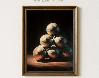 Vintage Golf Ball Art Print, Classic Sports Wall Decor, Rustic Golfer Poster, Golf Lover Gift, Man Cave Artwork, Sports Bar, Office Wall Art