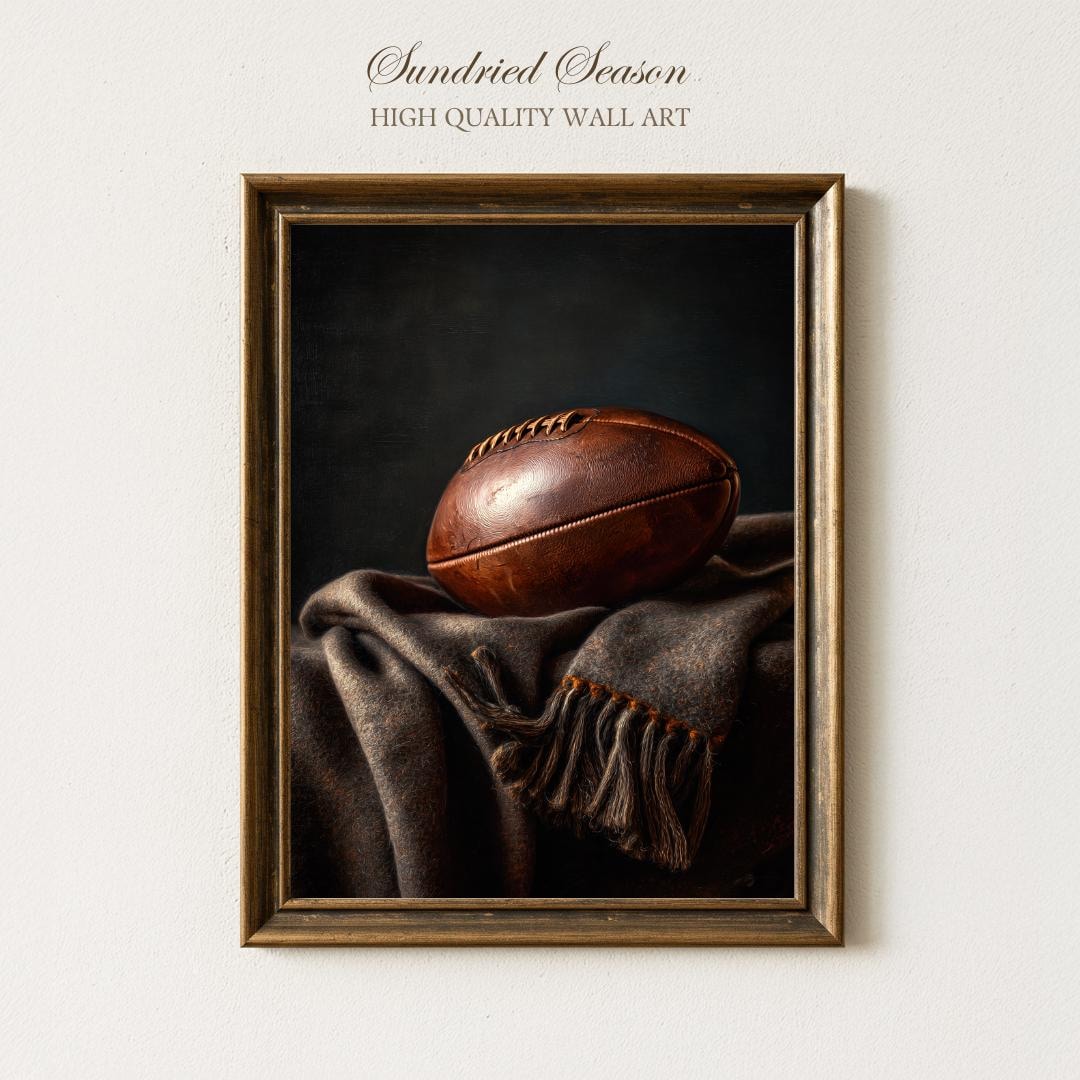 Rustic Football Color In Vintage Football Art Print, Classic Wall Decor, Rustic American ...