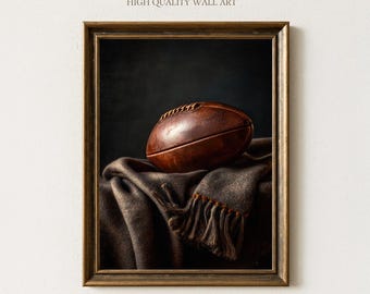 Vintage Football Art Print, Classic Wall Decor, Rustic American Football Poster, Gift for Sports Fan, Man Cave Artwork, Bar or Home Office