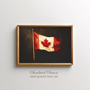 Kanadische Flagge Paterz Wandkunst, Vintage Kanada Flagge Druck, Ahornblatt Symbol Dekor, mutige National Pride Kunstwerk, rustikales Kanada Plakat