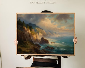 Big Sur California Coastline Art Print, Dramatic Ocean Cliffs & Pacific Waves, Scenic West Coast Wall Decor for Home, Office or Beach House