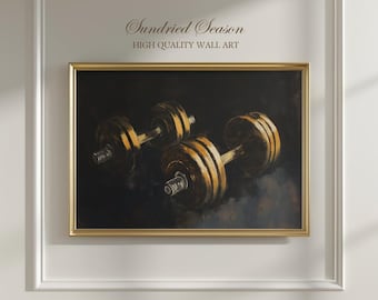 Lámina decorativa con mancuernas de gran tamaño, decoración llamativa para la pared del gimnasio, motivación para el entrenamiento de fuerza y el fitness en el gimnasio de casa y la sala de entrenamiento.