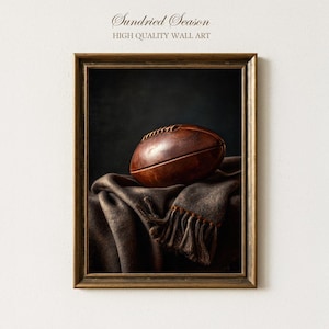 Vintage Football Art Print, Classic Wall Decor, Rustic American Football Poster, Gift for Sports Fan, Man Cave Artwork, Bar or Home Office