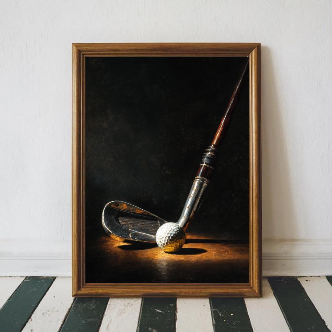 AOKI GOLF CLUB フレームアート Vintage Golf Club Art Print, Classic Sports Wall Decor, Rustic