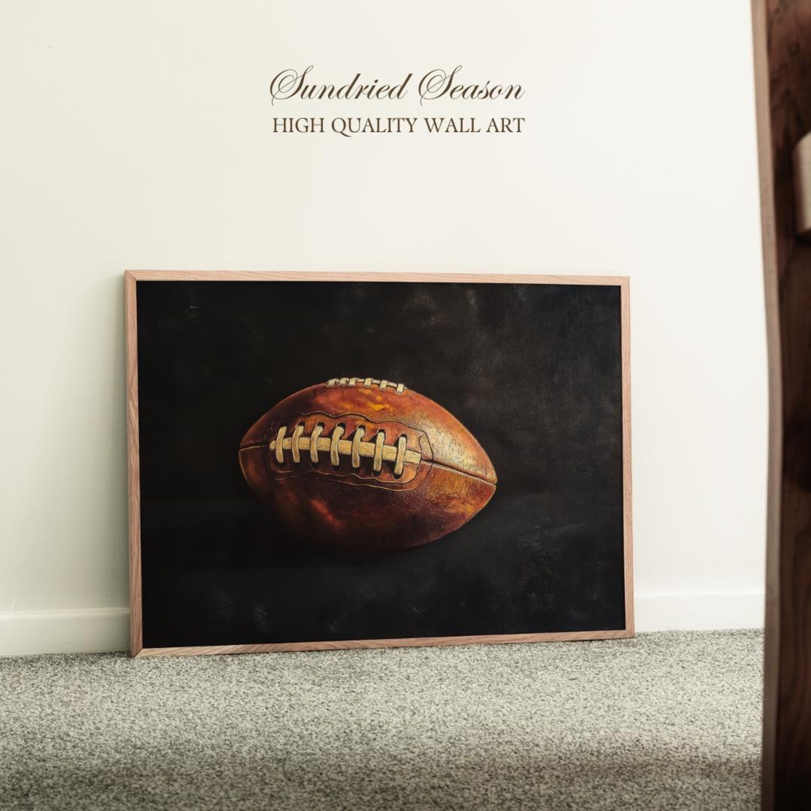 Vintage Football Art Print, Classic Sports Wall Decor, Rustic American ...