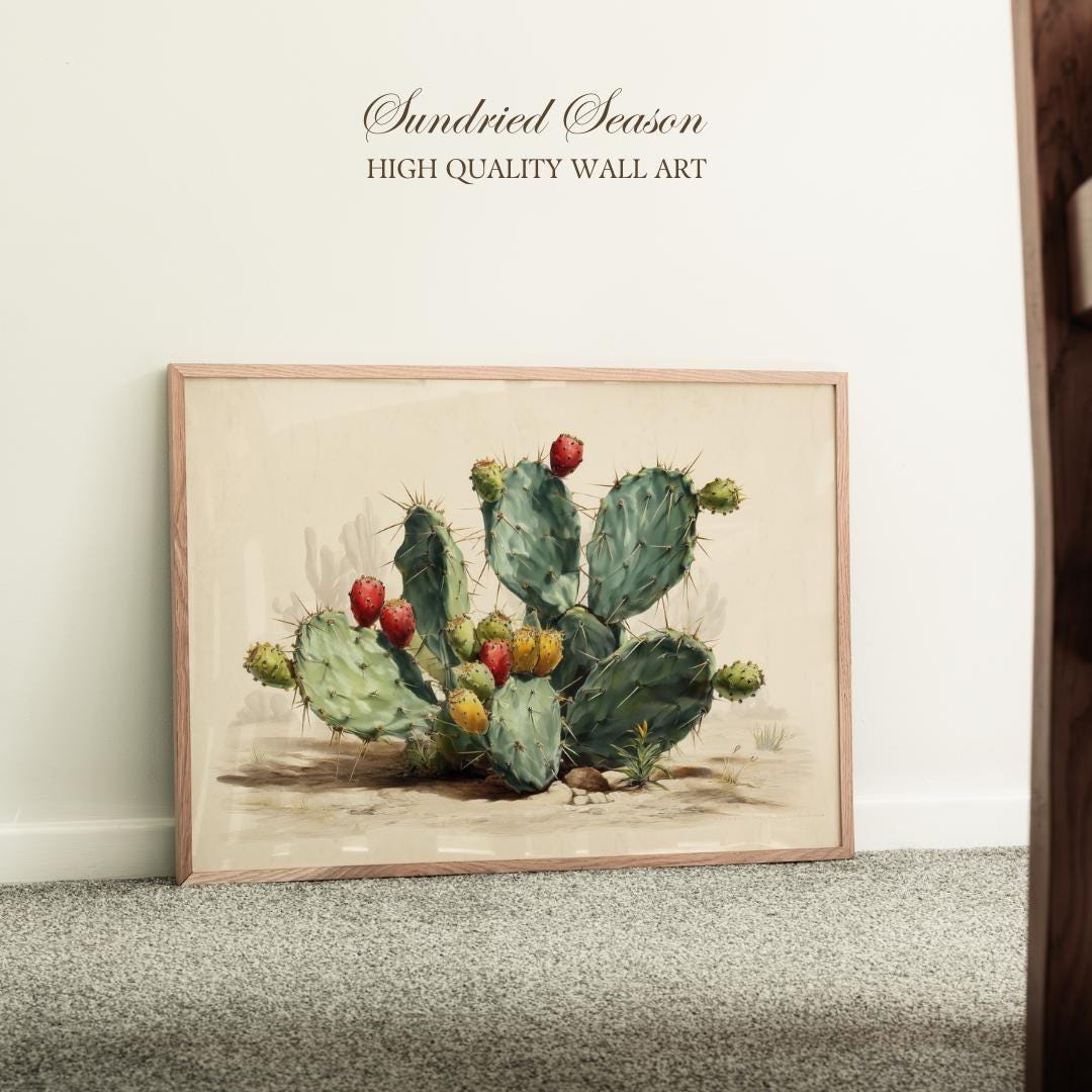 Prickly Pear Cactus Wall Art Print, Sonoran Desert and Chihuahuan ...