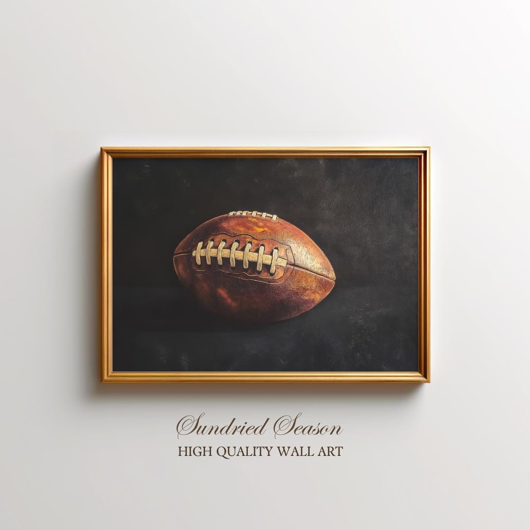 Vintage Football Art Print, Classic Sports Wall Decor, Rustic American ...