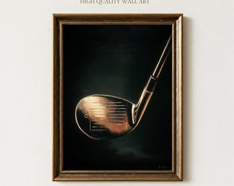 Vintage Golf Club Art Print, Classic Sports Wall Decor, Rustic Golfer Poster, Golf Lover Gift, Man Cave Artwork, Sports Bar, Office Wall Art