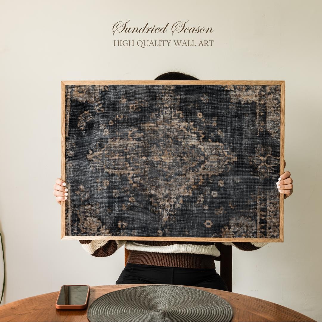 Charcoal Black Vintage Rug Art Print, Distressed Antique Textile Poster,  Moody Persian Wall Decor for Living Room, Bedroom, Gothic Lounge - Etsy ..., image size:1080x1080