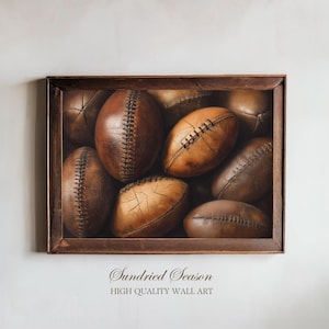 Vintage Leather Football Art Print, Rustic Sports Decor, Retro American Football Wall Art, Classic Athletic Gift for Office, Man Cave or Den