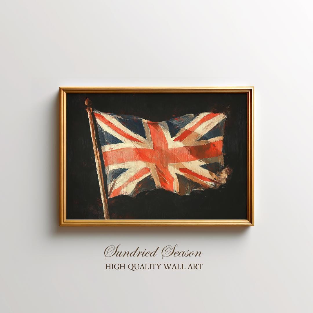 Union Jack British Flag Wall Art, Vintage UK Flag Print, Patriotic ...