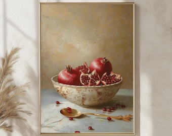 ザクロのあるヴィンテージ静物画 | 印刷・発送済みアート | 素朴な