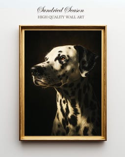 Classic Dalmatian Dog Print, Regal Spotted Pet Wall Art, Moody
