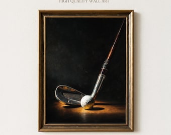 Vintage Golf Club Art Print, Classic Sports Wall Decor, Rustic Golfer Poster, Golf Lover Gift, Man Cave Artwork, Office Gallery, Sports Bar