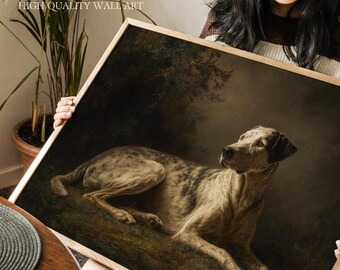 Vintage Dog Portrait Wall Art Print, Rustic English Pointer Painting, Country Lodge Decor, Traditional Pet Lover Gift, Farmhouse Style