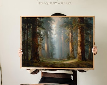 Sequoia National Park California Art Print, Giant Redwood Trees and Forest Light, Nature Wall Decor for Living Room, Office or Rustic Cabin