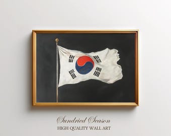 South Korea Flag Wall Art, Taegeukgi Wall Art, Korean Patriotic Decor, Modern Minimalist Flag Print, Seoul Travel Souvenir, Office or Home