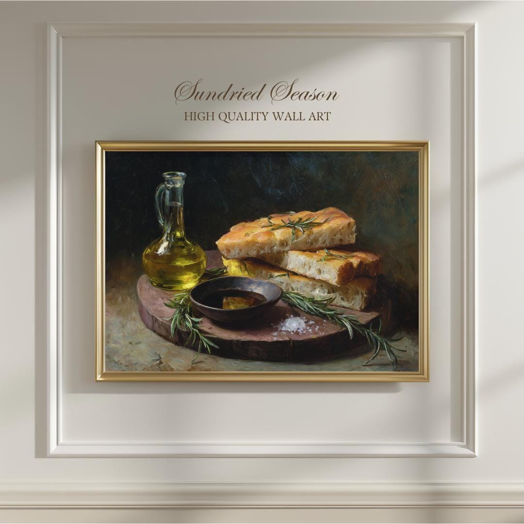 Stampa Su Tela Rustica – Pane, Farina, Steli Di Grano E Barattoli – Decorazione Per Cucina 30x45 Cm