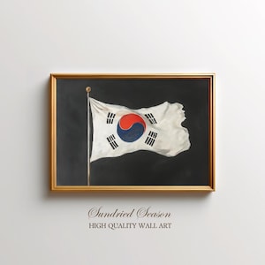 South Korea Flag Wall Art, Taegeukgi Wall Art, Korean Patriotic Decor, Modern Minimalist Flag Print, Seoul Travel Souvenir, Office or Home