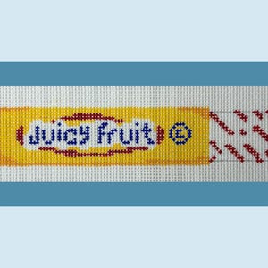 Juicy Fruit Needlepoint Canvas | Retro, Nostlgic Candy | Fun Needlepoint Gift, Ornament, Decor