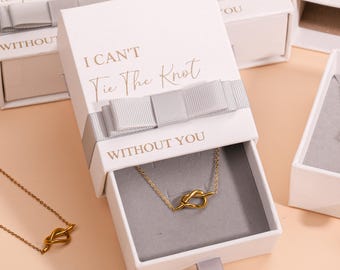 Tie the knot jewelry box Love Knot Necklace | Bridesmaid proposal box set Bridesmaid getting ready jewelry | Will you be my bridesmaid gift