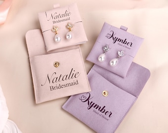Personalized Bridesmaid Earrings 18k Gold Plated, bridesmaid gifts, Bridal Party Gift Ideas, Wedding Party Gifts, Anniversary gift for her