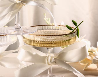 Engraved Crystal Champagne Glass: Personalized Wedding Gift