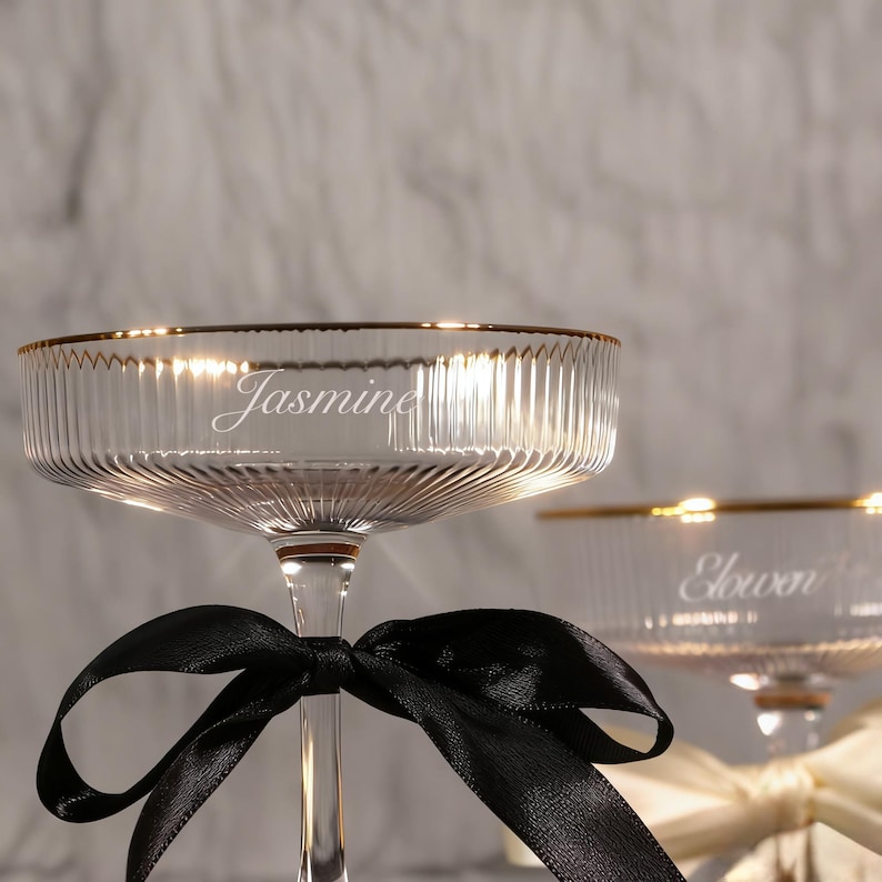 Personalized Engraved Champagne Glass, Gift for Bridesmaid, Custom Martini Glasses, Wedding Gift for her