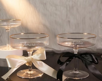 Engraved Crystal Champagne Glass: Personalized Wedding Gift