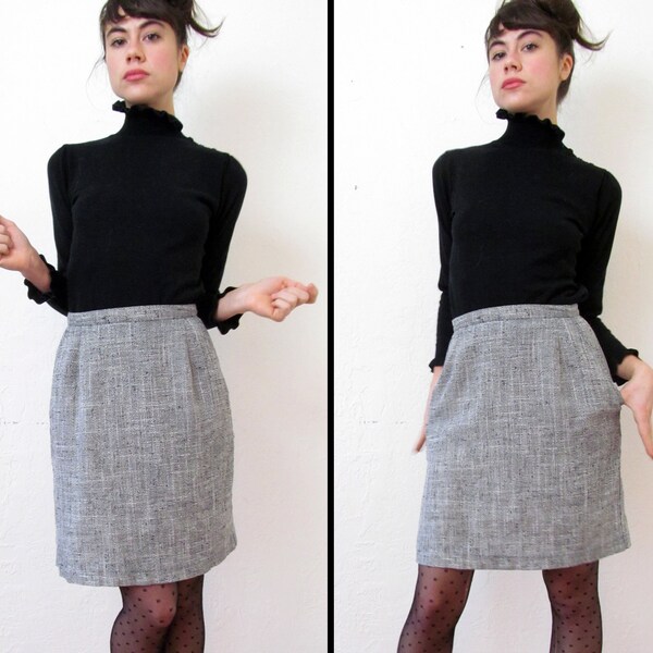 Vintage STATIC TWEED Pencil Skirt S/M