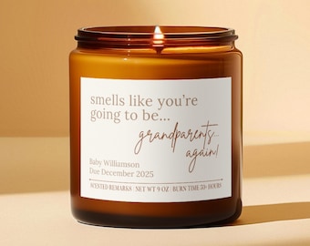 Pregnancy Announcement Candle, Pregnancy Grandparents Announcement, Grandparents Again, Baby Gifts for Grandparents, Pregnant Again Gift