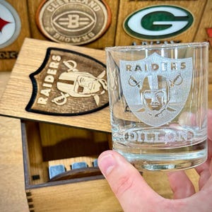 Las Vegas Raiders Whiskey Glass: Engraved Football Fan Gift, Personalized Drinkware
