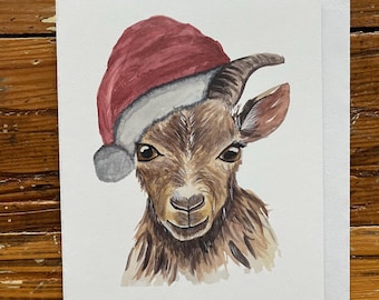 Goat Christmas | Custom Watercolor Greeting Card