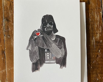 Tarjeta de felicitación de Darth Vader para celebrar un cumpleaños, una nota de amor o amistad, San Valentín, un nuevo trabajo, una jubilación o un ascenso. Tarjeta de felicitación de Star Wars para cumpleaños, San Valentín, un nuevo trabajo, una jubilación o un ascenso.
