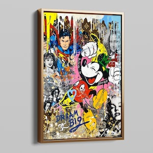 Banksy Dream Big Mickey  Mouse Pop Art Oil Painting | Handmade Paint on Canvas Artwork | 100% Original Oil Painting
