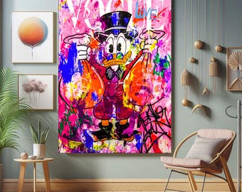 Banksy McDuck Graffiti Pop Art Canvas, Banksy  Style Pop Art, McDuck Pop Art , Street Graffiti Wall Art, McDuck Poster