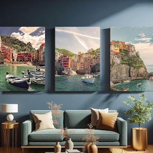 Cinque Terre Canvas Set, Cinque Terre Wall Art, Italy Print Wall Art, Cinque Terre Wall Art, Vernazza, Manarola