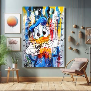 Banksy Guilty  Donald Duck Graffiti Pop Art Canvas, Banksy Style Pop Art,  Donald Duck Pop Art , Street Graffiti Wall Art, Donald Duck Gift
