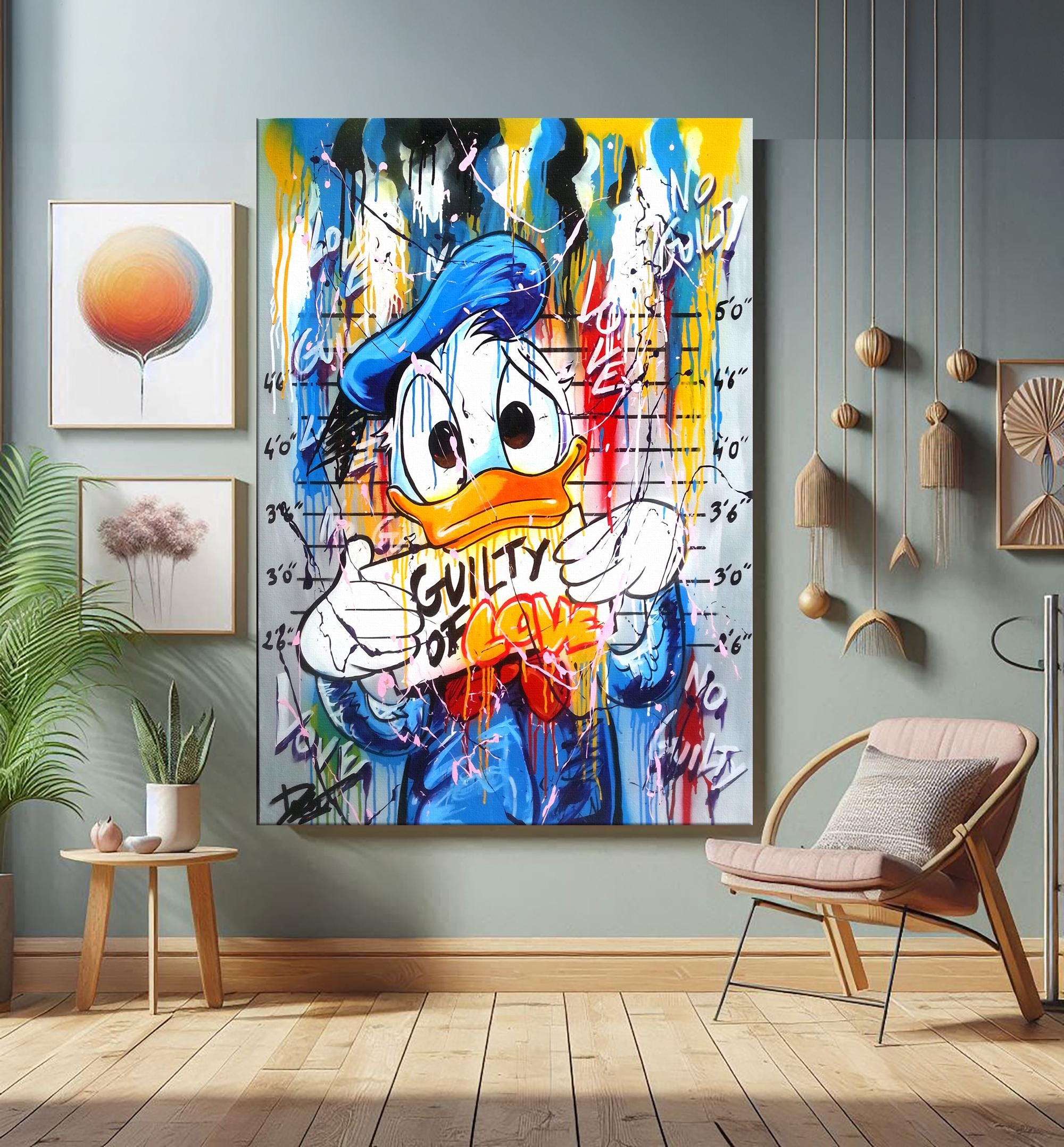 Banksy Guilty  Donald Duck Graffiti Pop Art Canvas, Banksy Style Pop Art,  Donald Duck Pop Art , Street Graffiti Wall Art, Donald Duck Gift