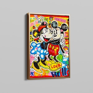 Banksy Mickey and minnie Mouse Pop Art Oil Painting | Handmade Paint on Canvas Artwork | 100% Original Oil Painting