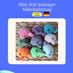 Crochet pattern for a mini whale keychain – small whale PDF tutorial