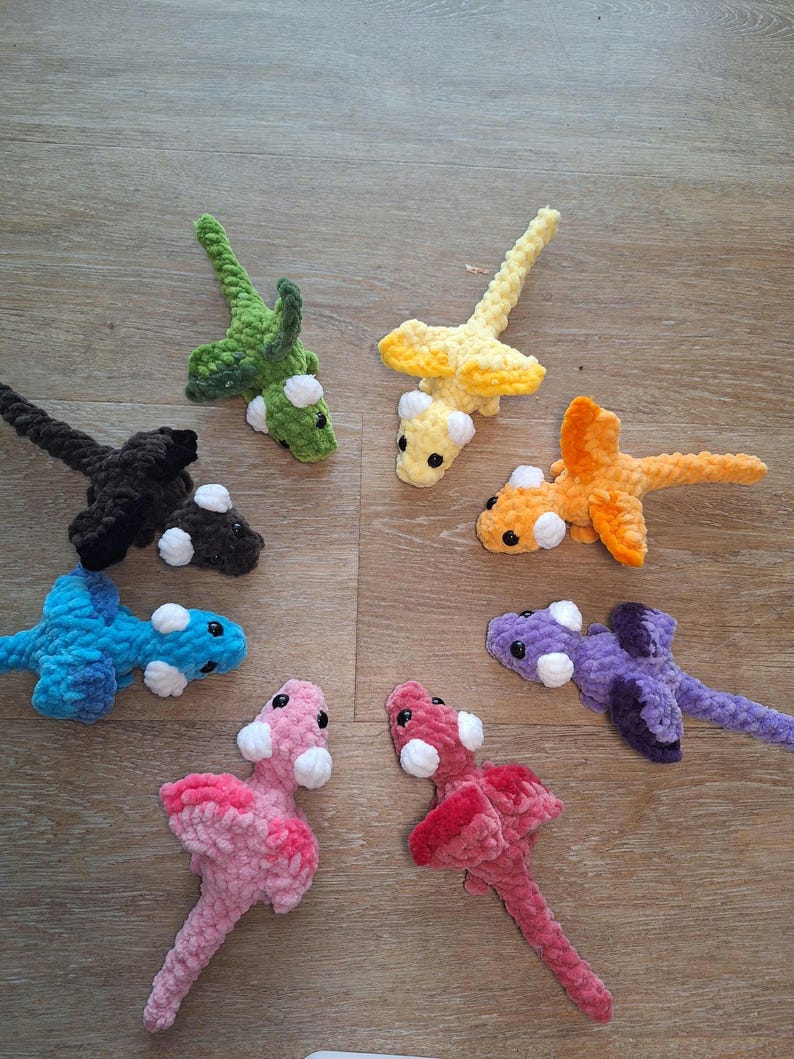 Mini dragon plush toy crocheted small dragon handmade & gift idea image 1
