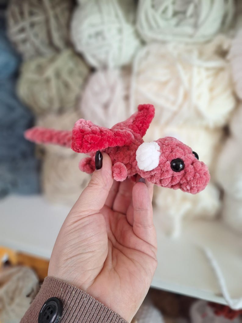 Mini dragon plush toy crocheted small dragon handmade & gift idea image 7
